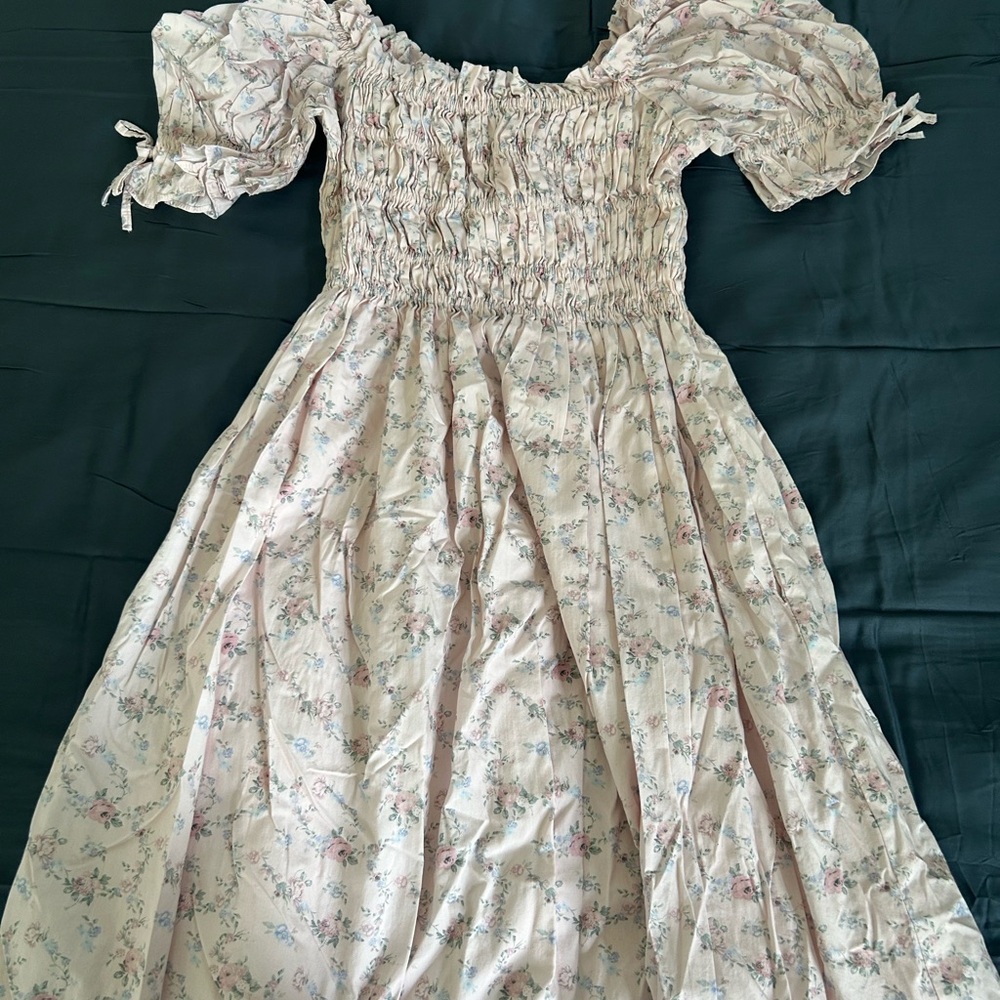 ANTONIO MELANI Floral Midi Dress - Cream and Pink